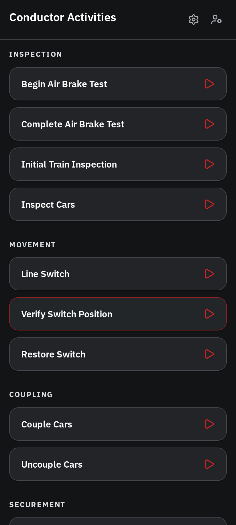 The Conductor Activities library, grouped by category