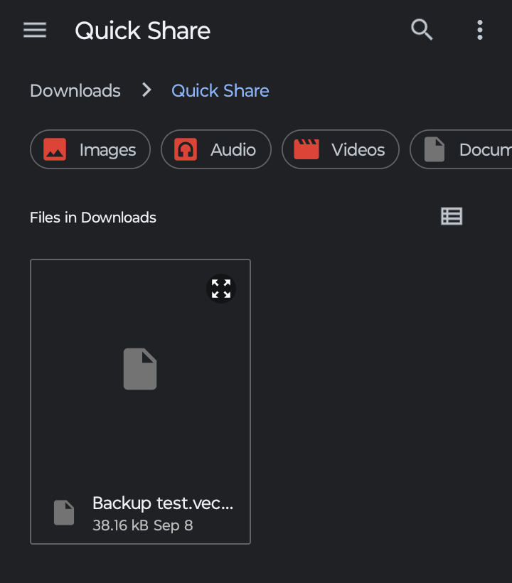 Figure 10.5 — Import reads a .vector file from anywhere on the phone.