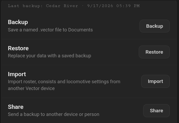 Figure 25.5 — Setup: Backup & Restore.