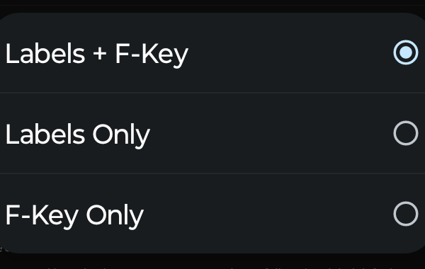 Figure 7.2 — Button Display: how the keys are labelled on the throttle.